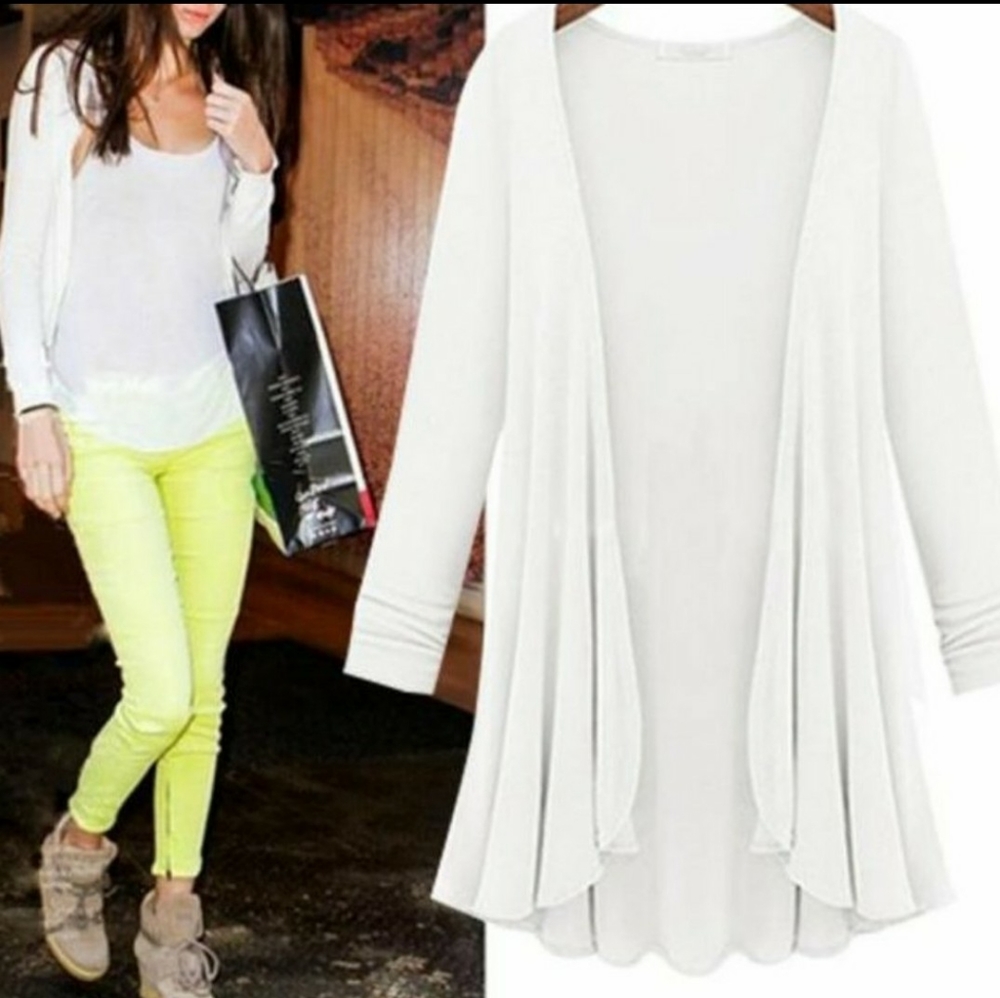 White Long Sleeve Cardigan